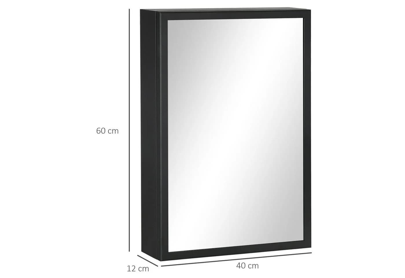 Kleankin Spiegelschrank Wand-Medizinschwarz mit Spiegel und Ablageflächen - Bild 3