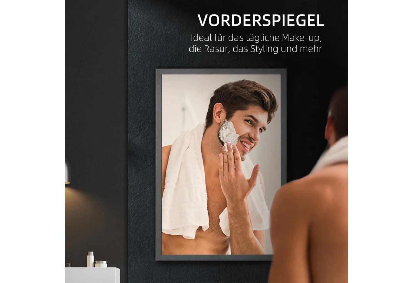 Kleankin Spiegelschrank Wand-Medizinschwarz mit Spiegel und Ablageflächen - Bild 5