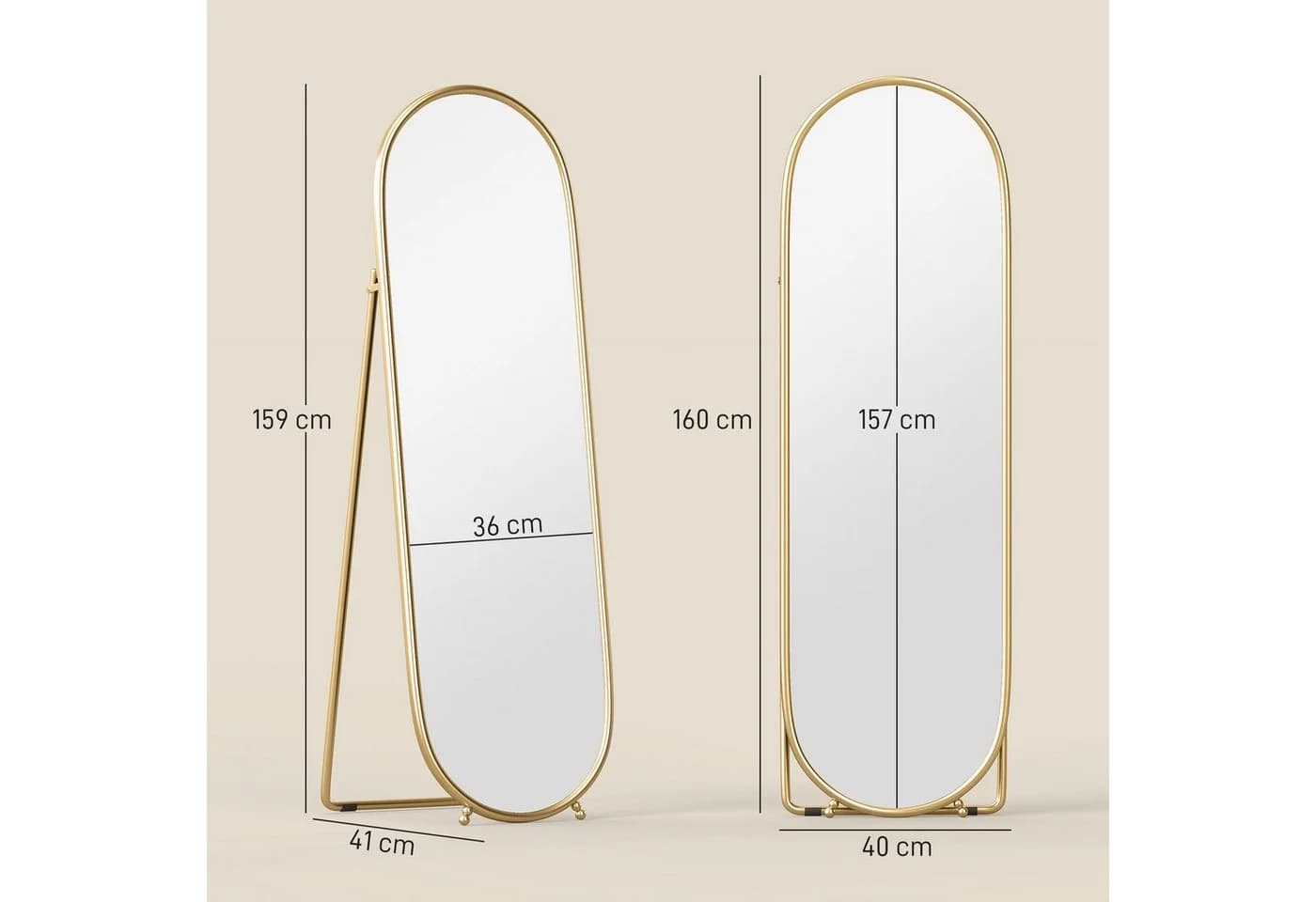 HOMCOM Standspiegel Gold Ganzkörper Oval - Bild 3