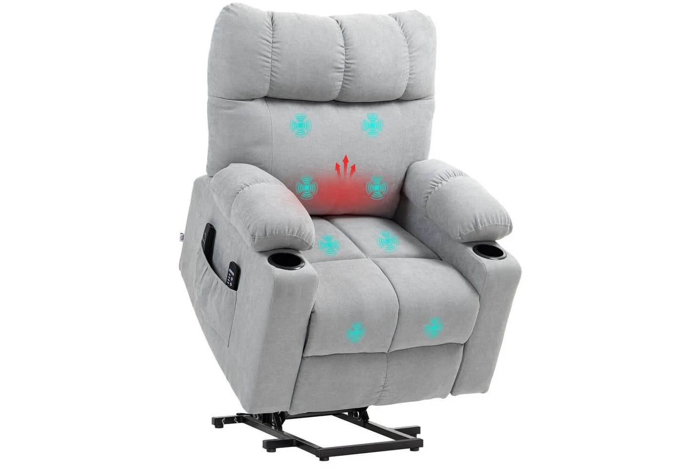 HOMCOM Massagesessel Elektrischer Aufstehsessel Grau