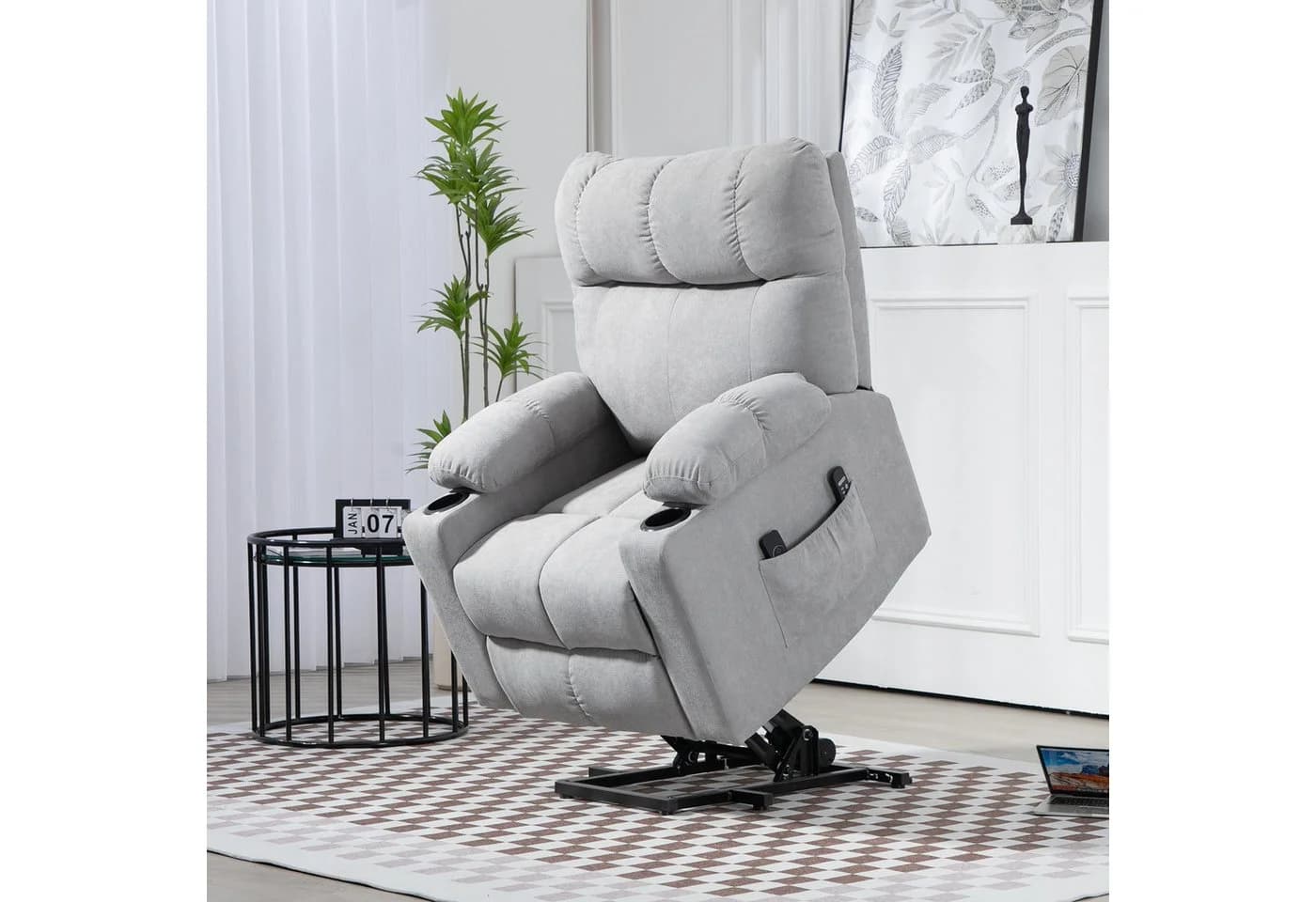 HOMCOM Massagesessel Elektrischer Aufstehsessel Grau - Bild 2