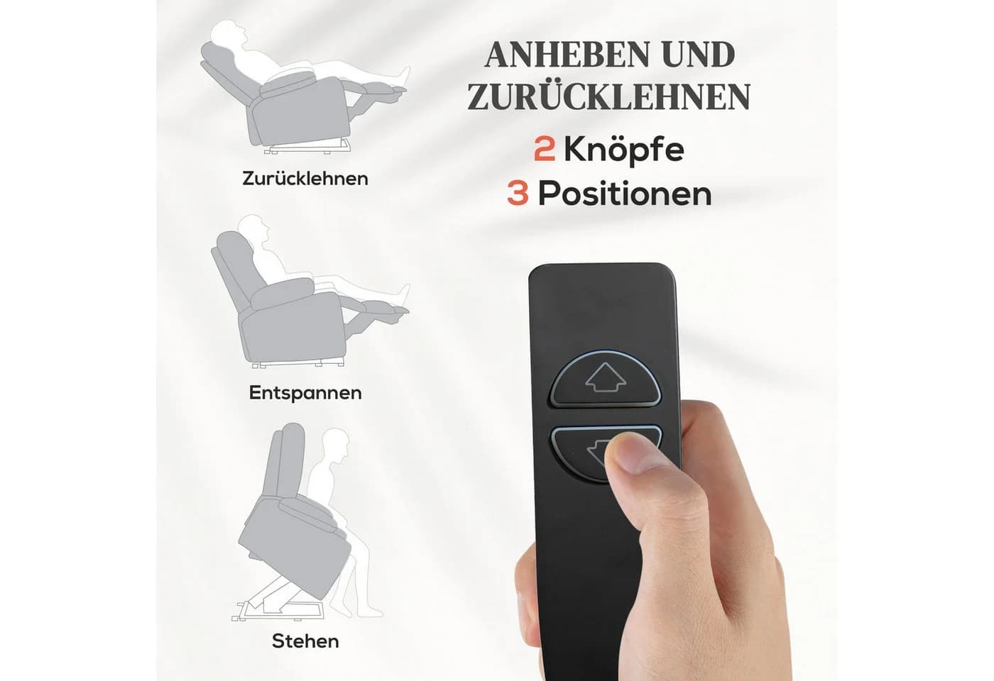 HOMCOM Massagesessel Elektrischer Aufstehsessel Grau - Bild 4