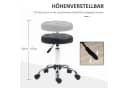 HOMCOM Rollhocker Schwarz Kunstleder höhenverstellbar mit Rollen Bild 4