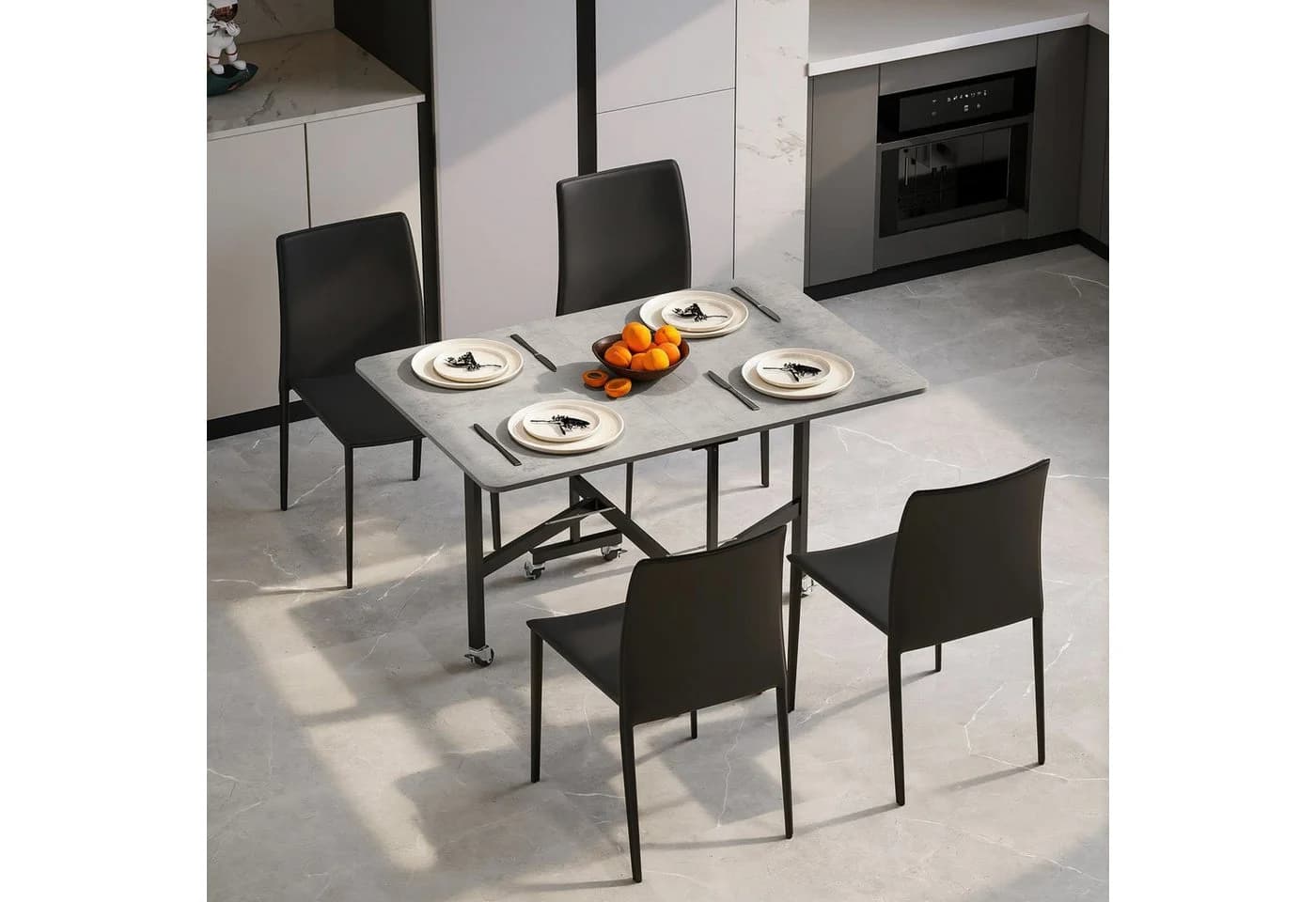 HOMCOM Klapptisch Grau 120x80cm Esstisch mit Rollen - Bild 2