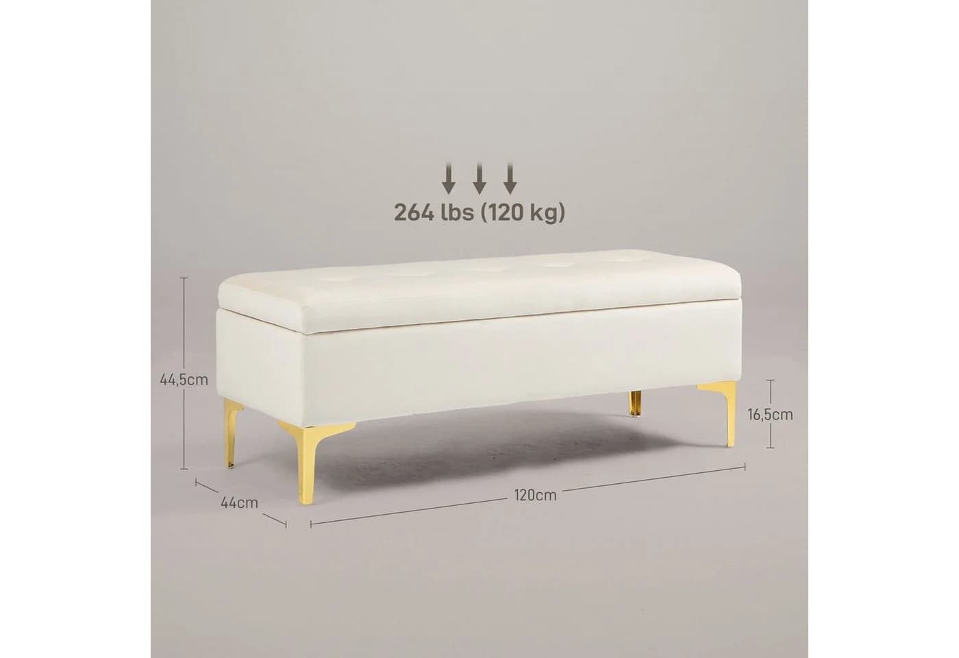 HOMCOM Sitzbank Beige mit Gold-Ton Beinen und Stauraum - Bild 3