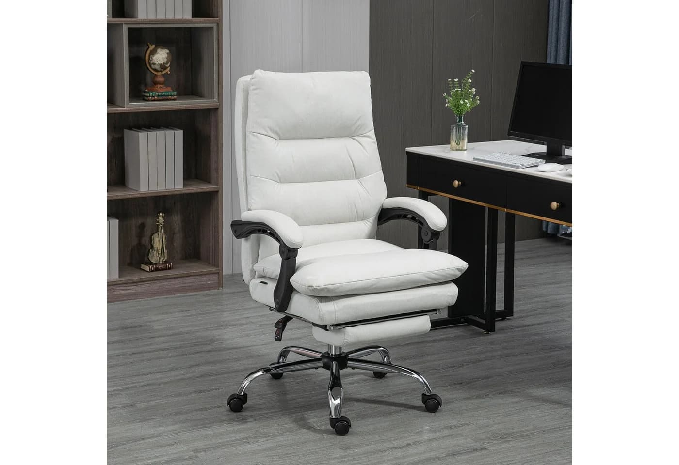 Vinsetto Chefsessel mit Massagefunktion Beige Mikrofaser Höhenverstellbar - Bild 2