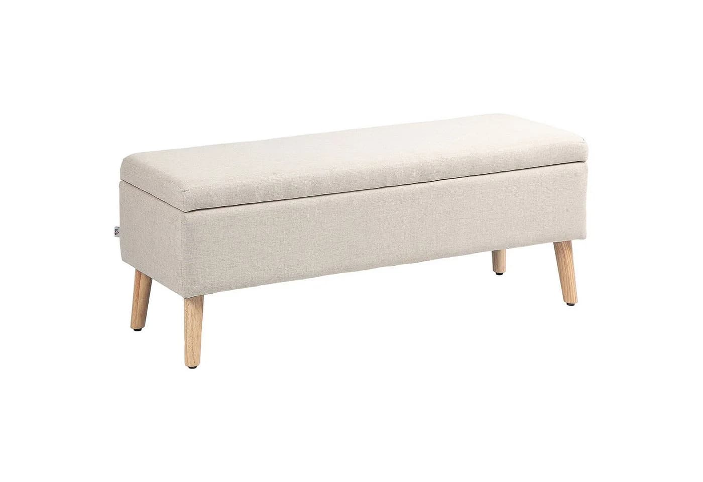 HOMCOM Sitzbank mit Stauraum Beige Leinenoptik