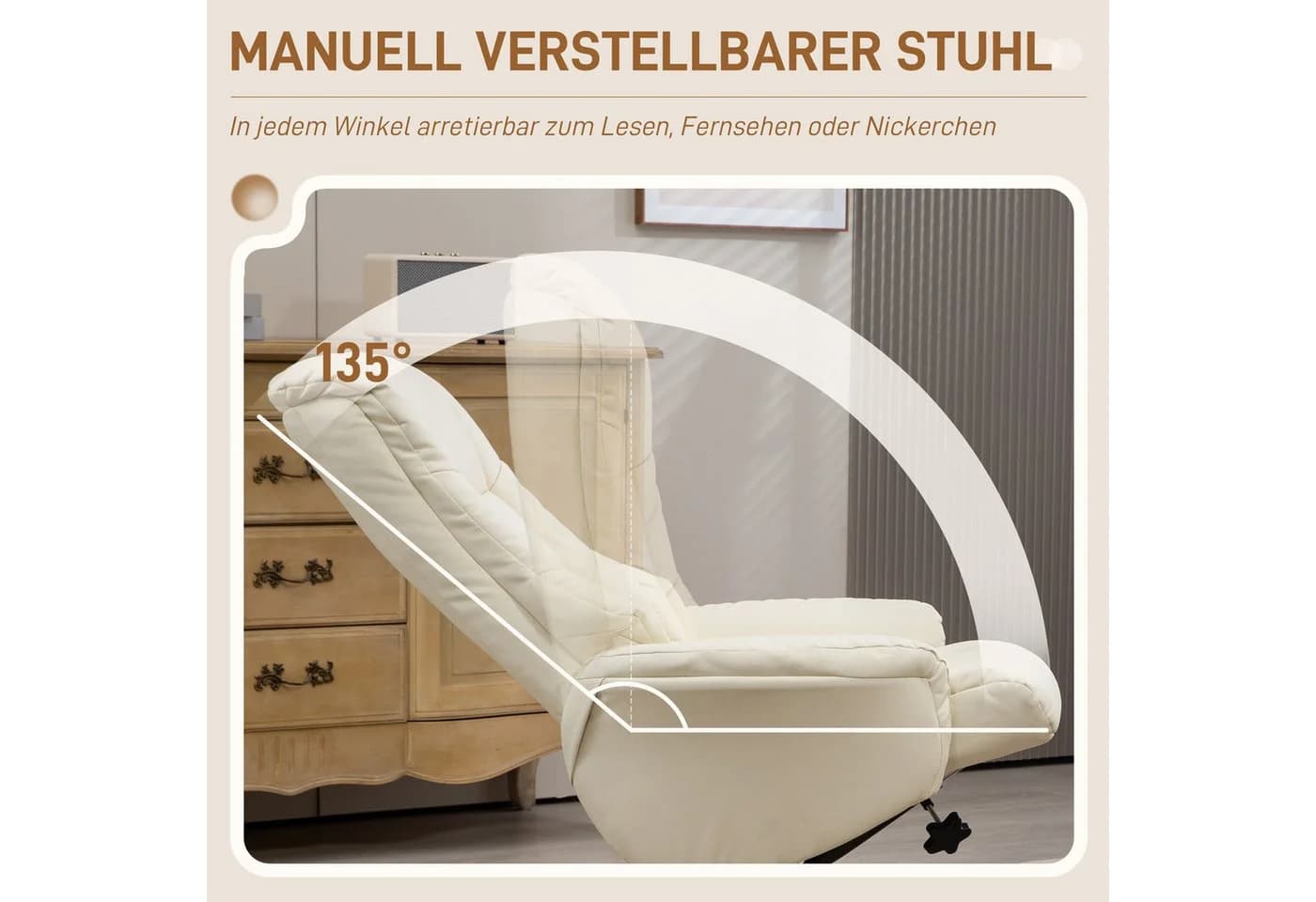 HOMCOM Polsterstuhl Schaukelliege Cremeweiß mit Hocker - Bild 4