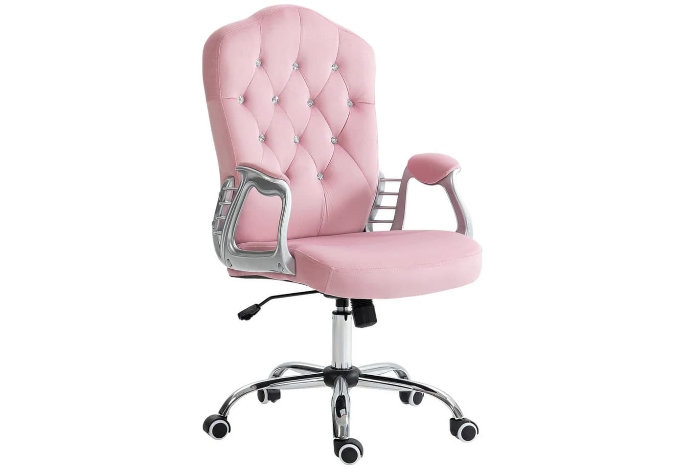 Vinsetto Bürostuhl Rosa mit Kristallknöpfen und Kippfunktion