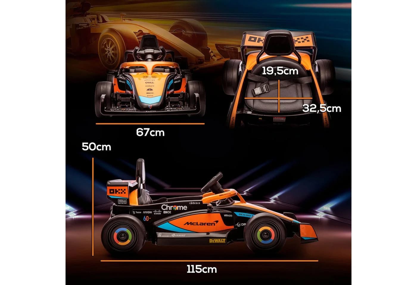 AIYAPLAY Elektro-Kinderauto 12V Kinderfahrzeug mit 2,4G-Fernbedienung, Orange, McLaren Lizenziert - Bild 3