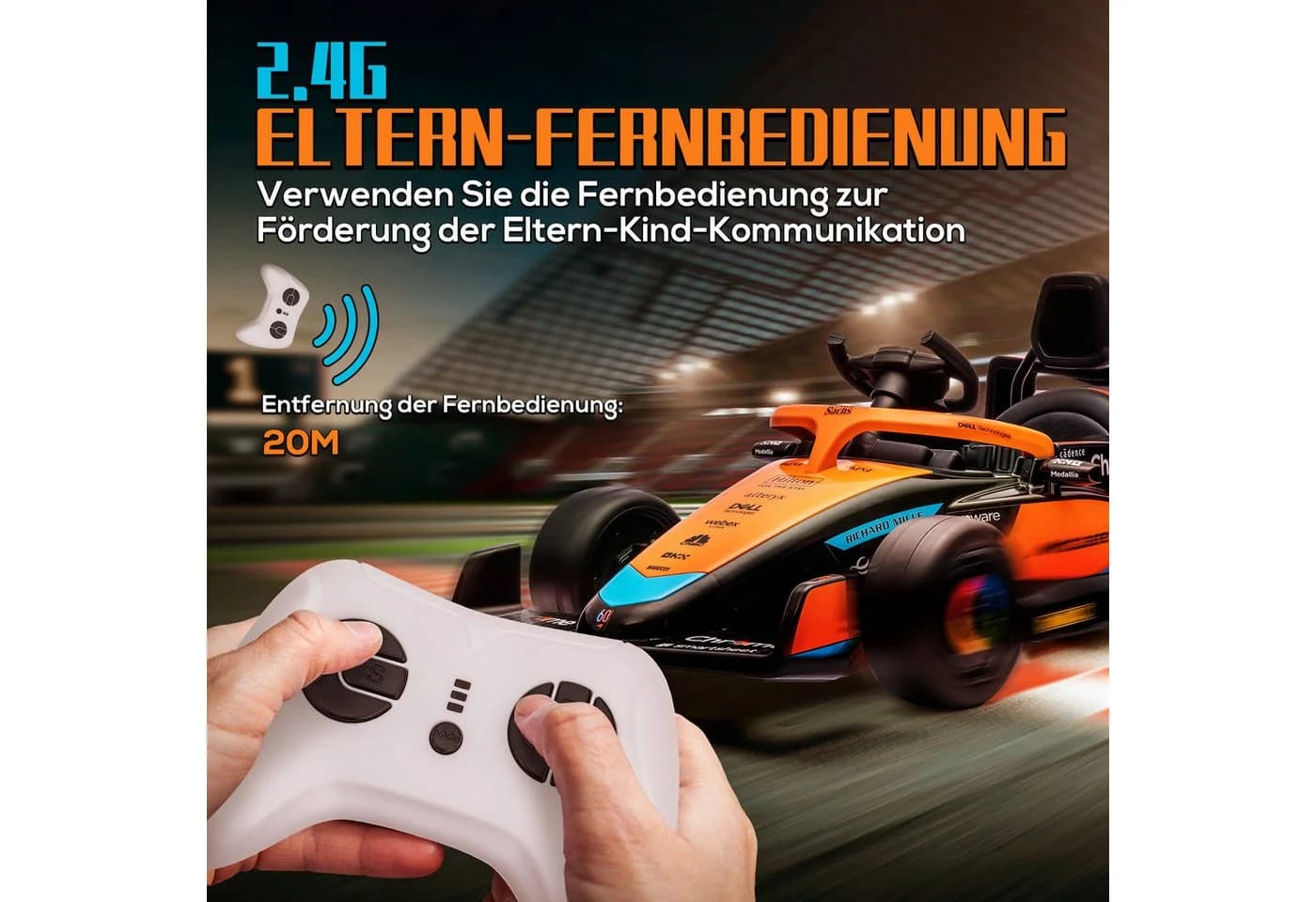 AIYAPLAY Elektro-Kinderauto 12V Kinderfahrzeug mit 2,4G-Fernbedienung, Orange, McLaren Lizenziert - Bild 5