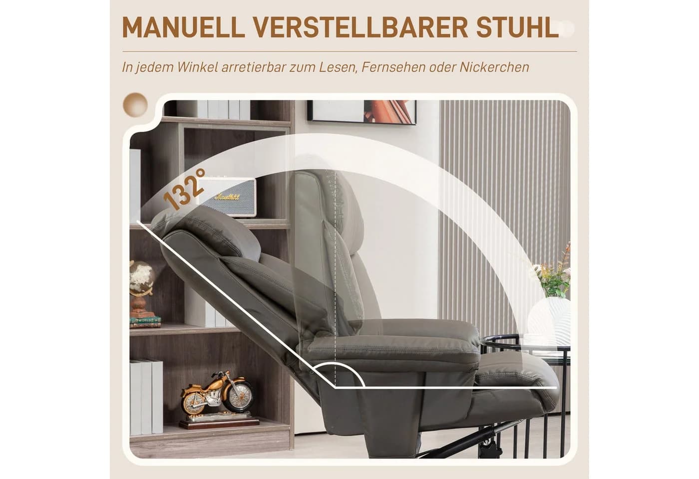 HOMCOM Polsterstuhl Schaukelliege Grau Kunstleder - Bild 4