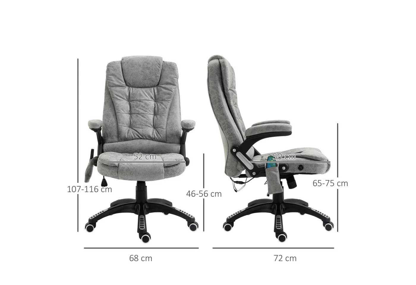 Vinsetto Bürostuhl mit Massagefunktion und Wärmefunktion Grau - Bild 3