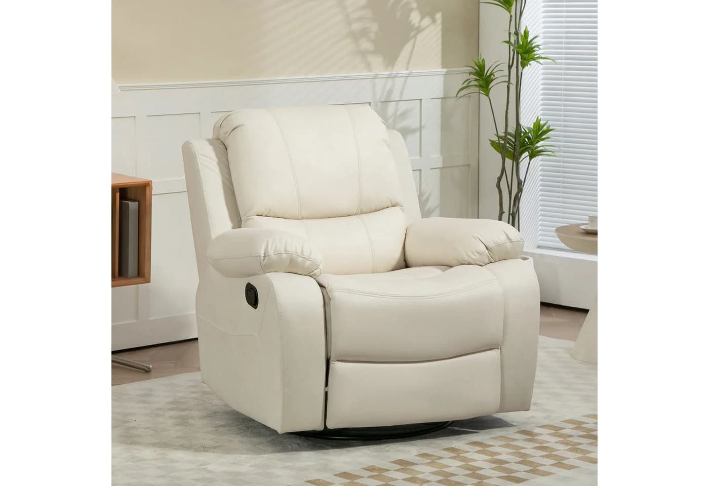 HOMCOM Relaxsessel Cremeweiß 135° neigbar mit Fußstütze - Bild 2