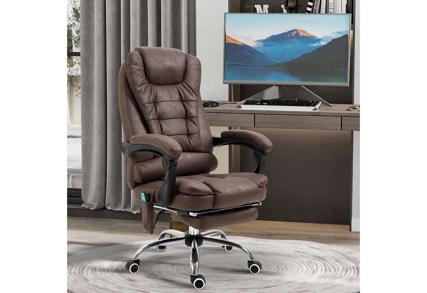 Vinsetto Schreibtischstuhl mit Massagefunktion, Braun, höhenverstellbar - Bild 2