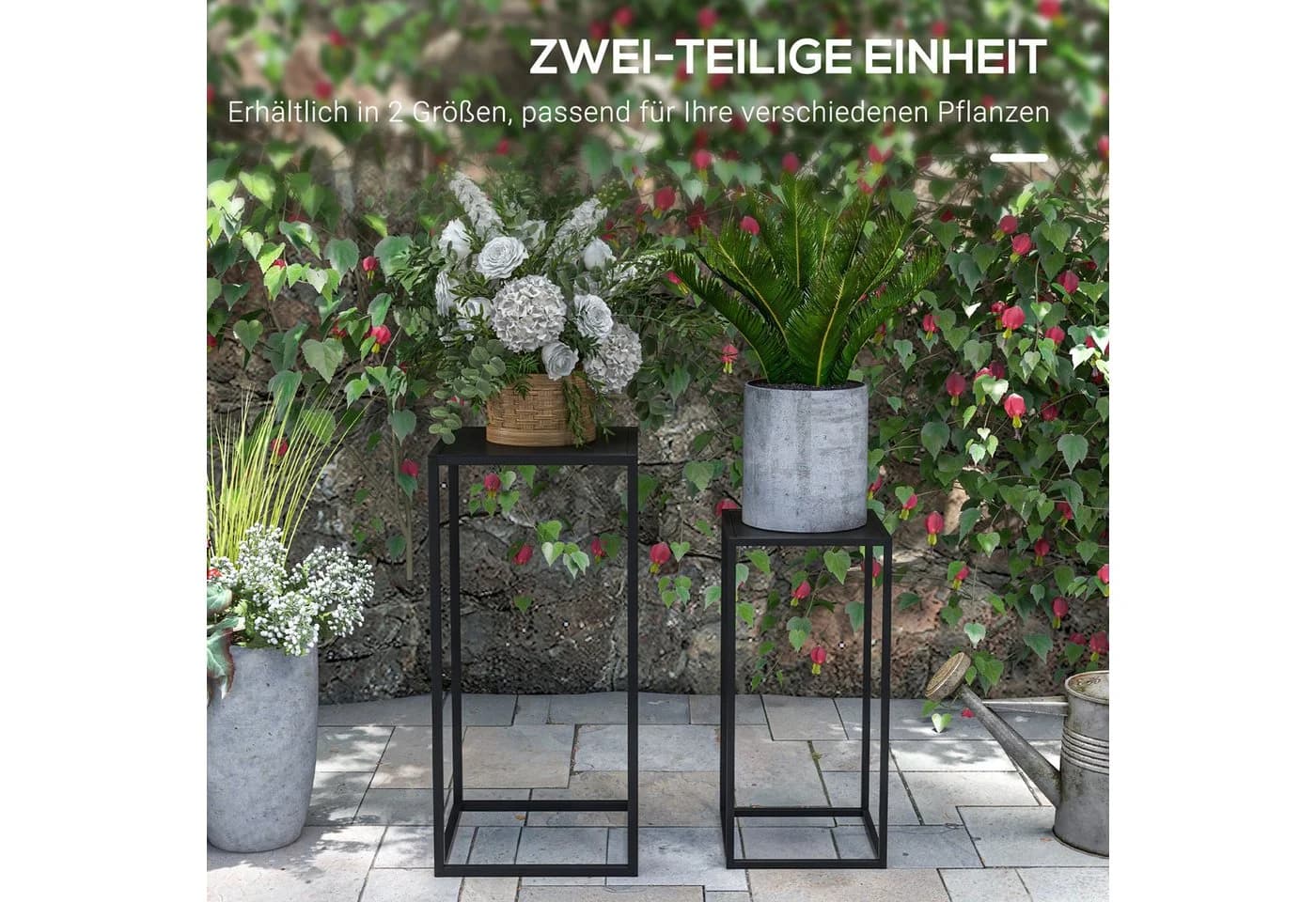 Outsunny Blumenständer 2er-Set Schwarz Industrieller Stil - Bild 4