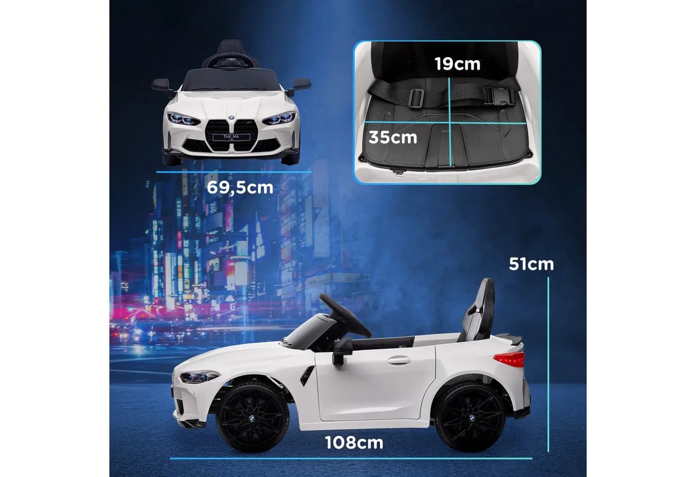 AIYAPLAY Elektro-Kinderauto BMW M4 Weiß Fernbedienung - Bild 3
