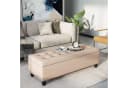HOMCOM Sitzbank mit Deckel Beige Leinenoptik Truhenbank Bild 2