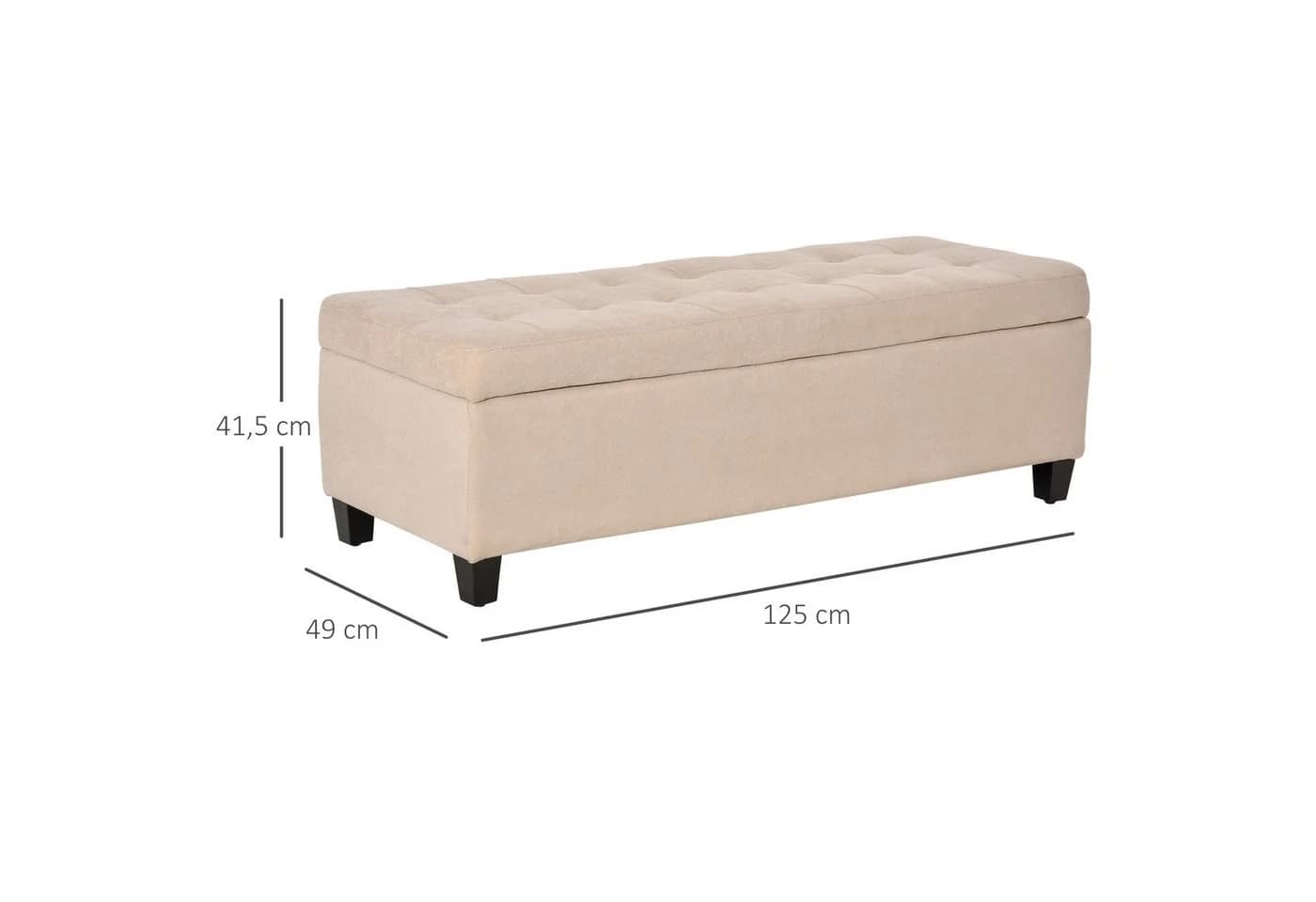 HOMCOM Sitzbank mit Deckel Beige Leinenoptik Truhenbank - Bild 3