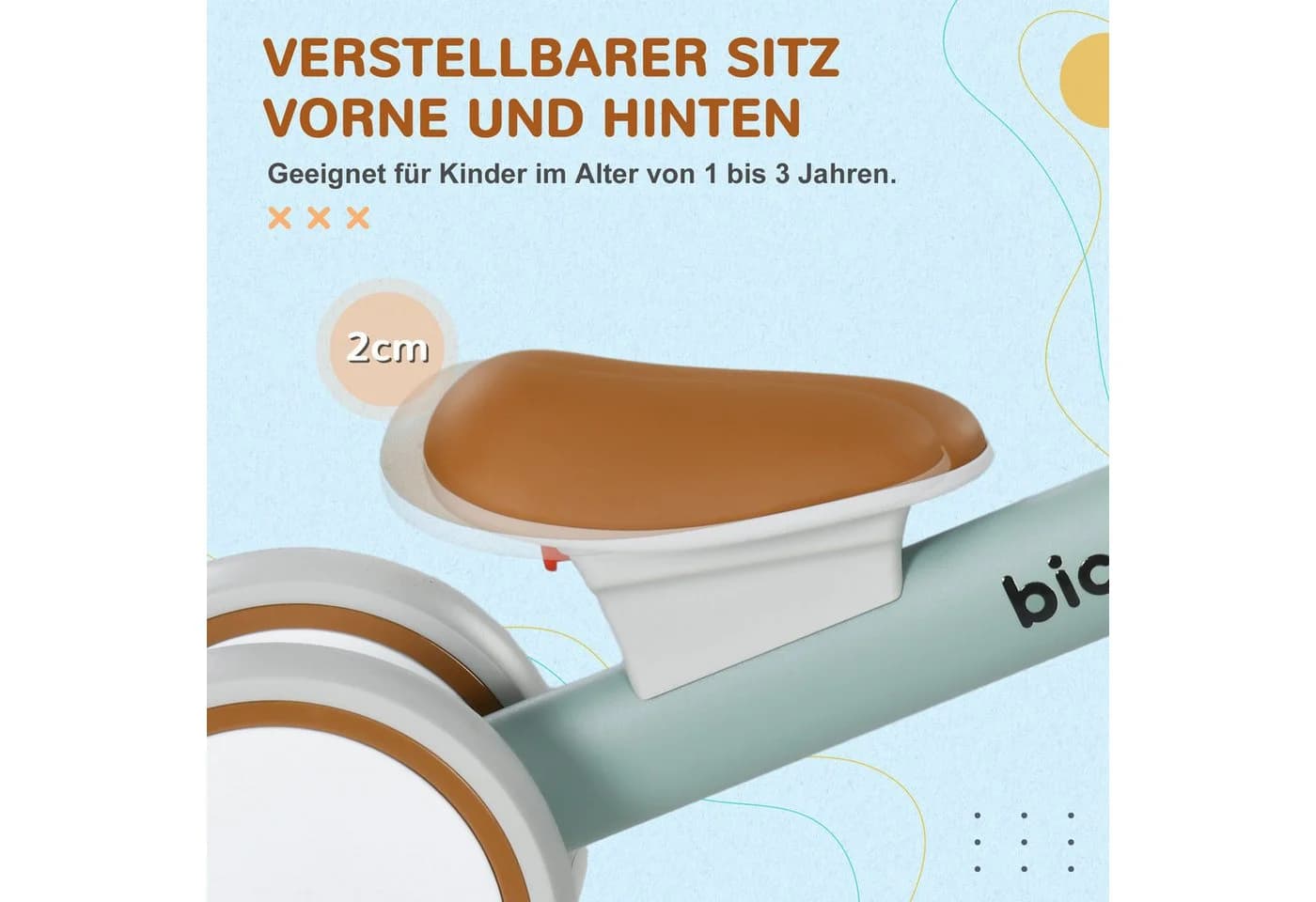 AIYAPLAY Laufrad ab 1 Jahr mit TPU-Rädern, Kleinkind Spielzeug, grün+weiß - Bild 5