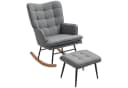 HOMCOM Schaukelsessel mit Hocker Schwarz+Dunkelgrau Leinenoptik Bild 1