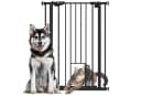PawHut Hundegitter Türschutzgitter Schwarz Ohne Bohren Auto-Close Bild 1