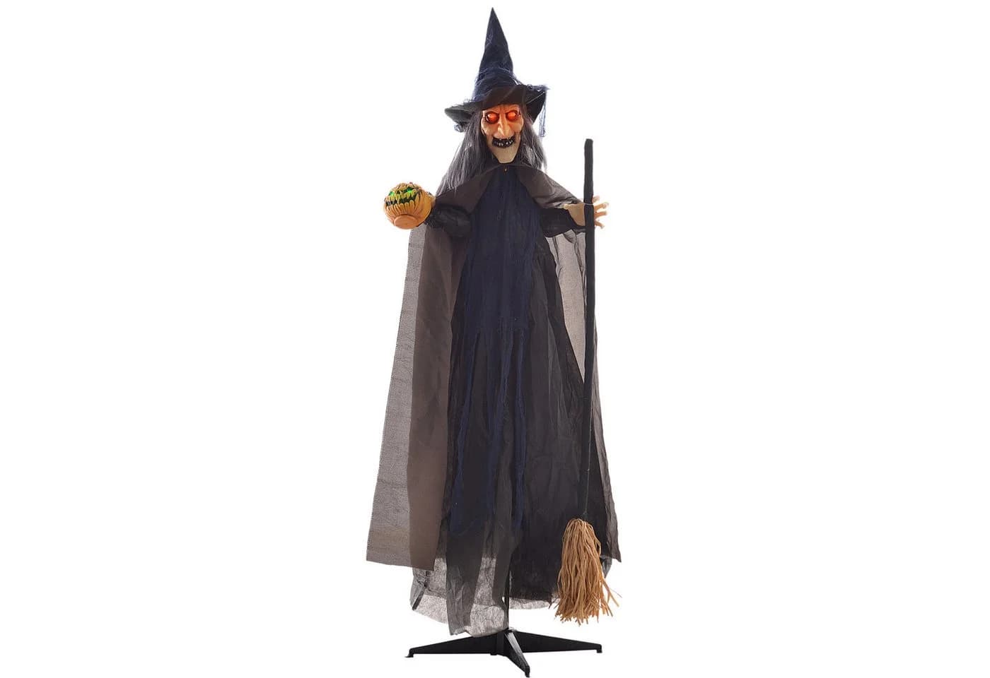 HOMCOM Animierte Halloween Hexe Dekofigur 190cm mit Licht & Sound