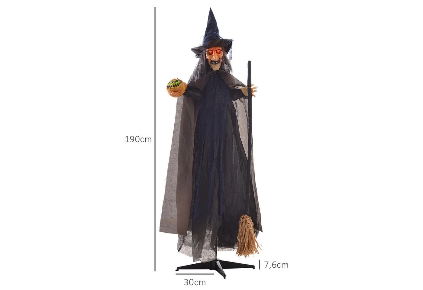 HOMCOM Animierte Halloween Hexe Dekofigur 190cm mit Licht & Sound - Bild 3