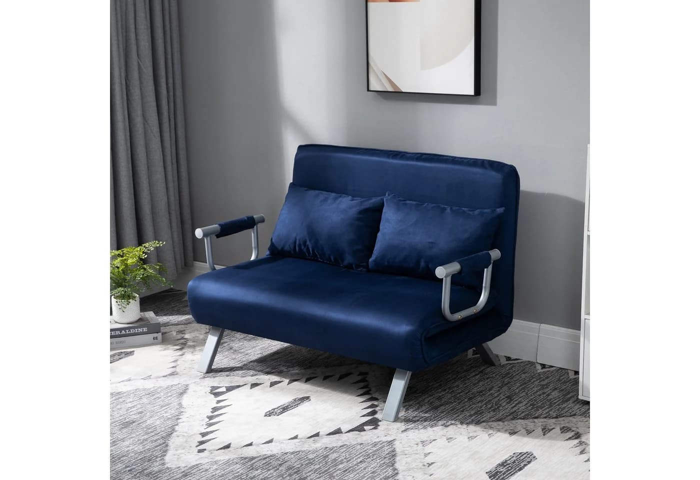 HOMCOM Schlafsofa 3 in 1 mit Schlaffunktion Blau - Bild 2