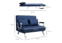HOMCOM Schlafsofa 3 in 1 mit Schlaffunktion Blau Bild 3