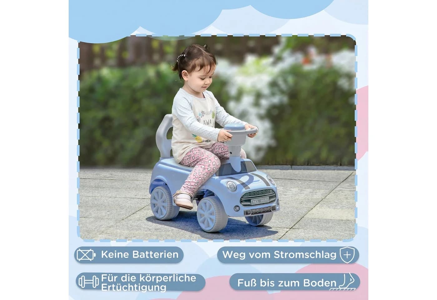 AIYAPLAY Rutschauto Rutschfahrzeug Kinder 18-36 Monate hellblau - Bild 4