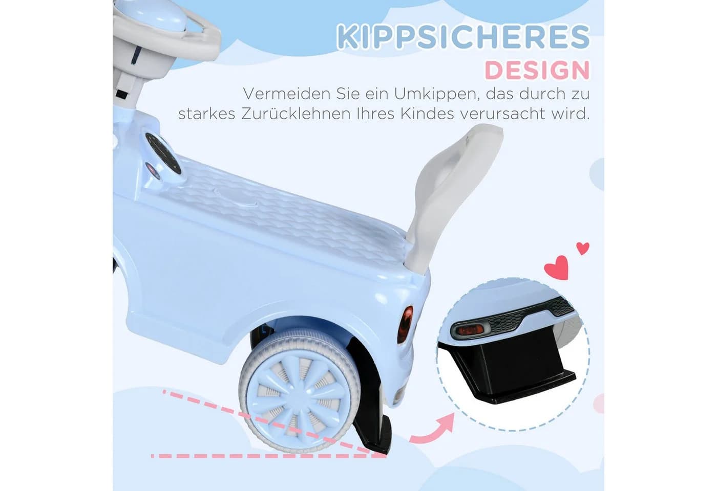 AIYAPLAY Rutschauto Rutschfahrzeug Kinder 18-36 Monate hellblau - Bild 5