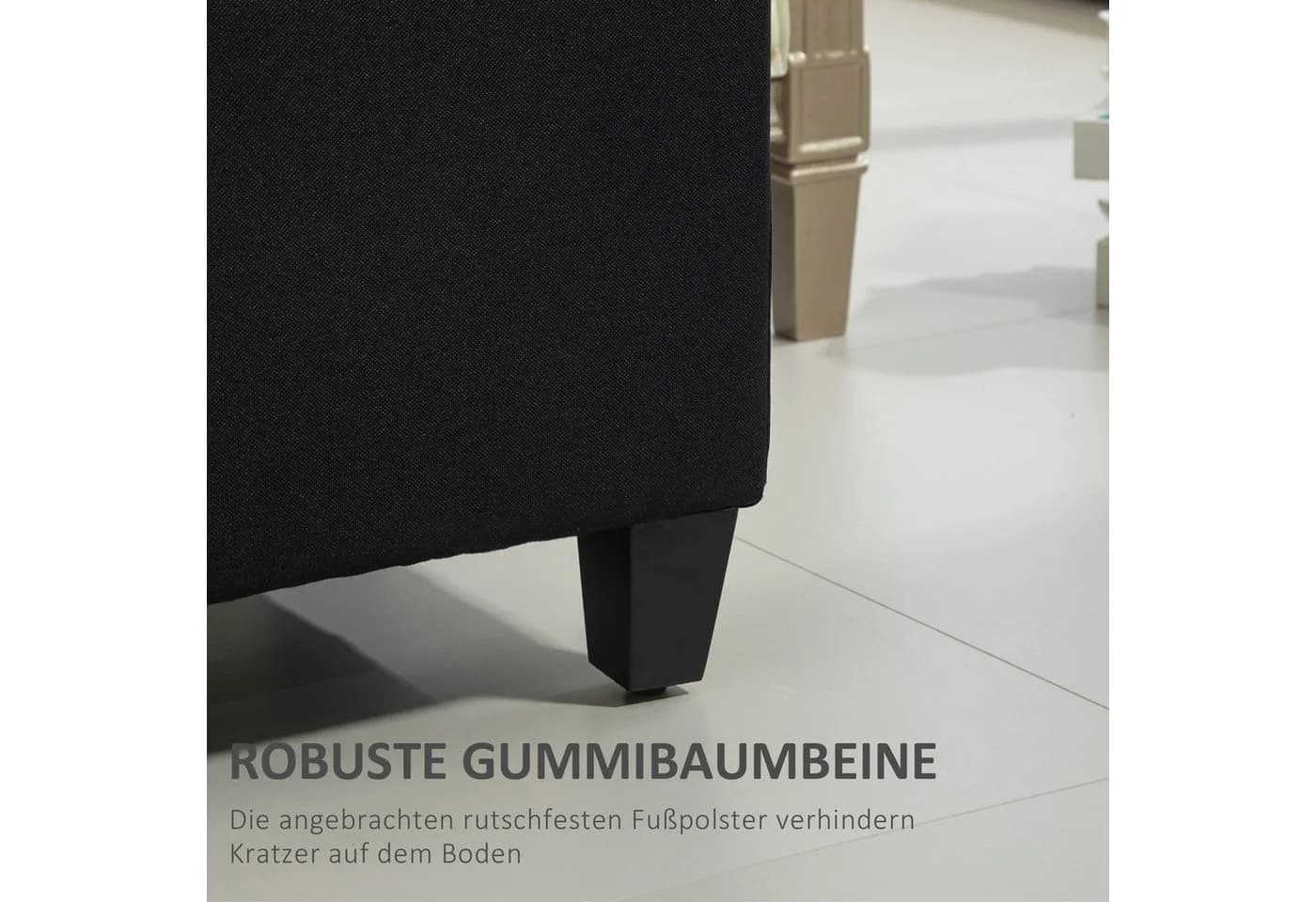 HOMCOM Sitzbank Schwarz mit Stauraum und Gummiholzbeinen - Bild 5