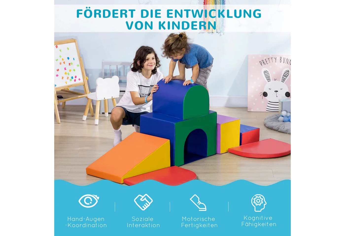 HOMCOM 7er-Set Schaumstoff Bausteine Bunt für Kinder - Bild 4