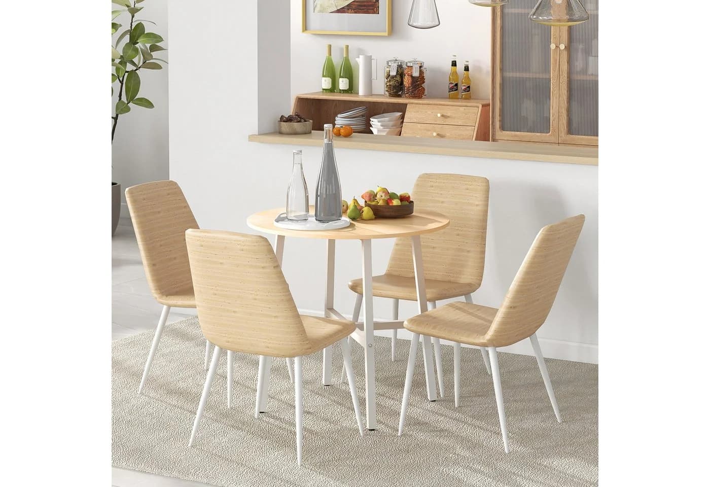 HOMCOM Esstisch für 4 Personen Stahl Naturholz - Bild 2