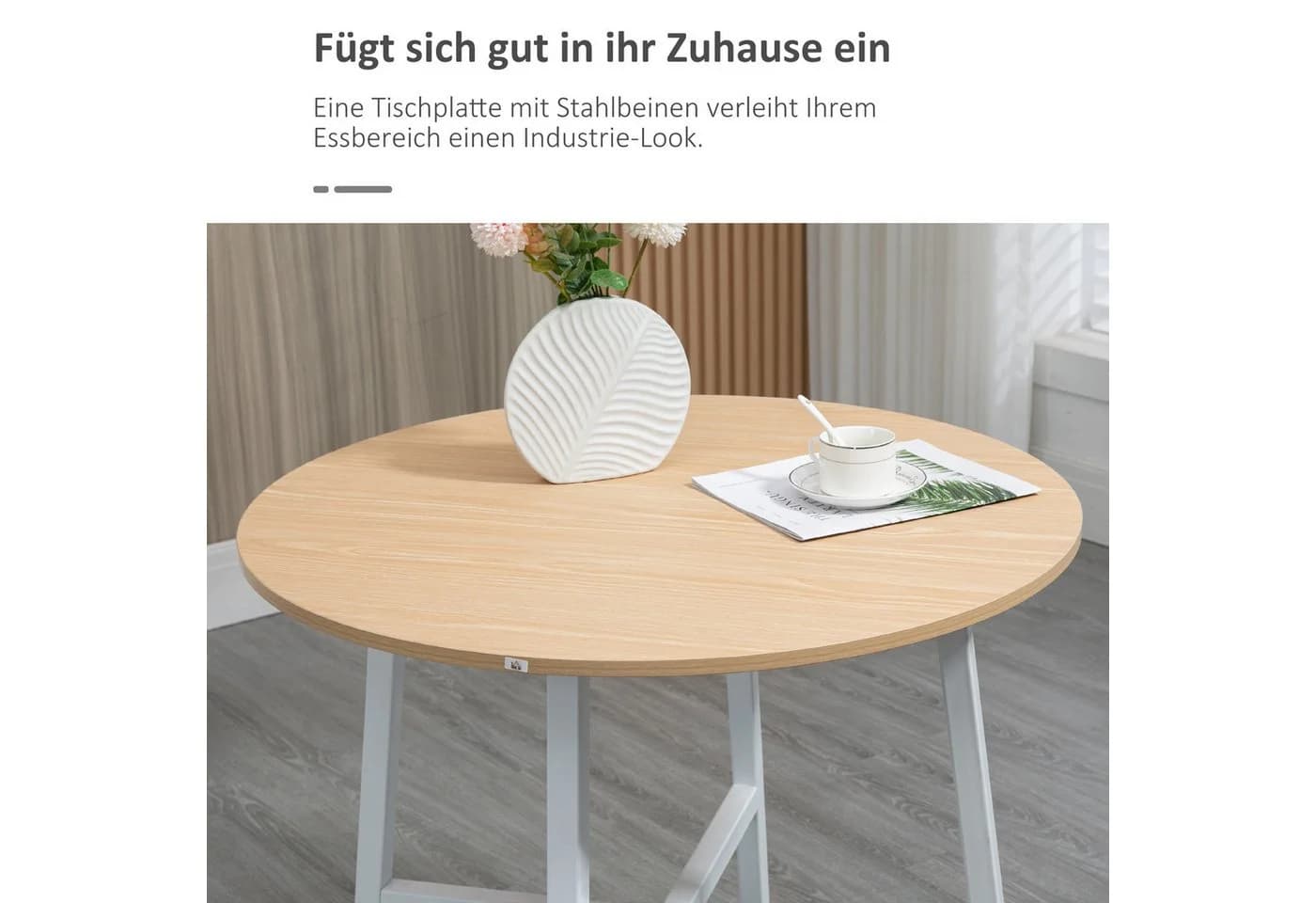 HOMCOM Esstisch für 4 Personen Stahl Naturholz - Bild 4