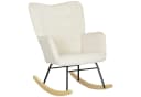 HOMCOM Schaukelstuhl Sessel Beige Samtoptik Armlehne Holzkufen Bild 1