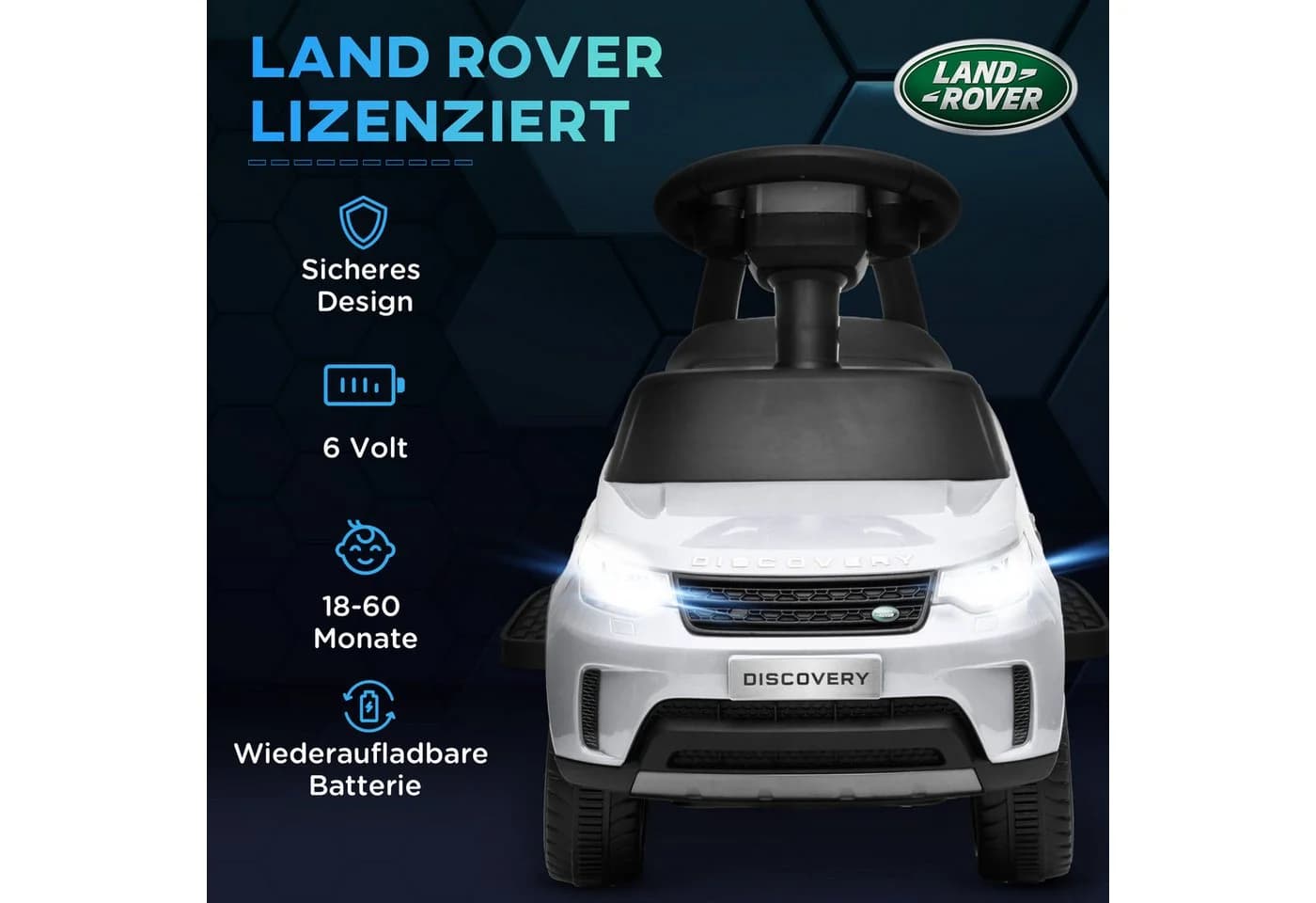 AIYAPLAY Elektro-Kinderauto Land Rover 2 in 1 6V Weiß - Bild 5