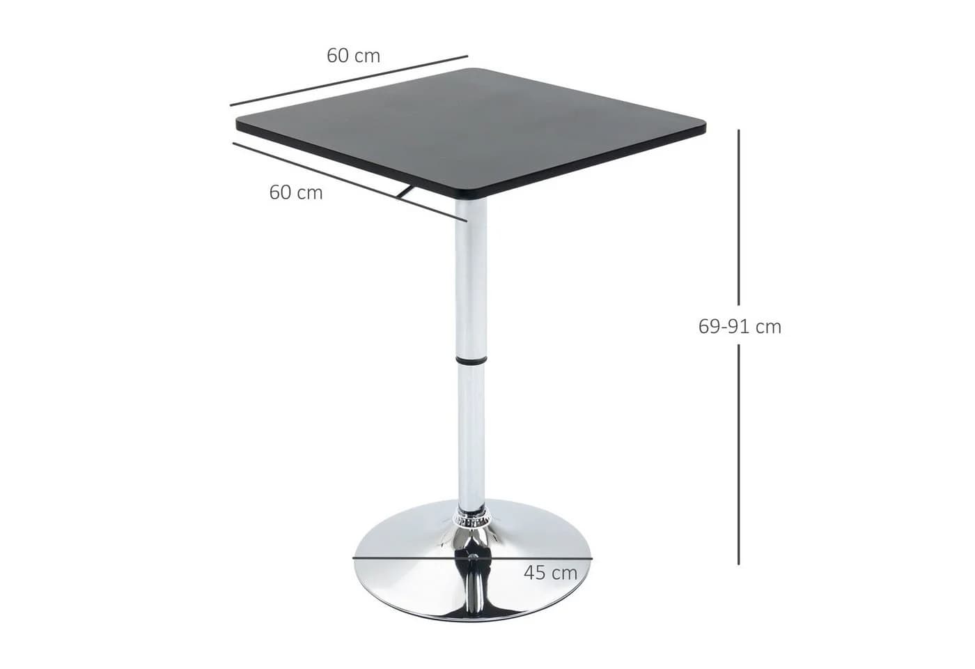 HOMCOM Bartisch Stehtisch Esstisch mit Drehbar Tischplatte Schwarz Metall - Bild 3