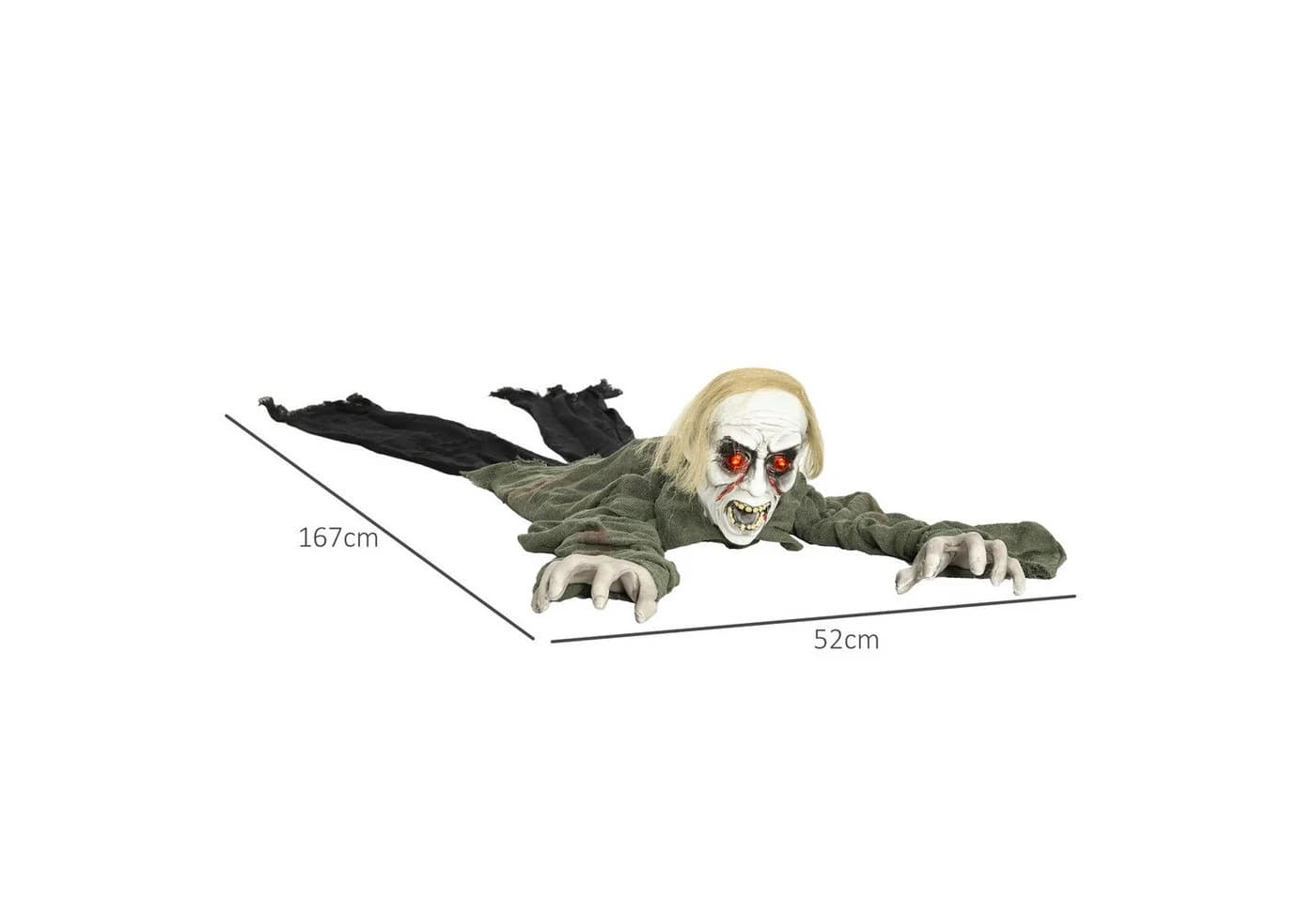 HOMCOM Halloween Dekofigur Zombie mit leuchtenden Augen und Sound - Bild 3
