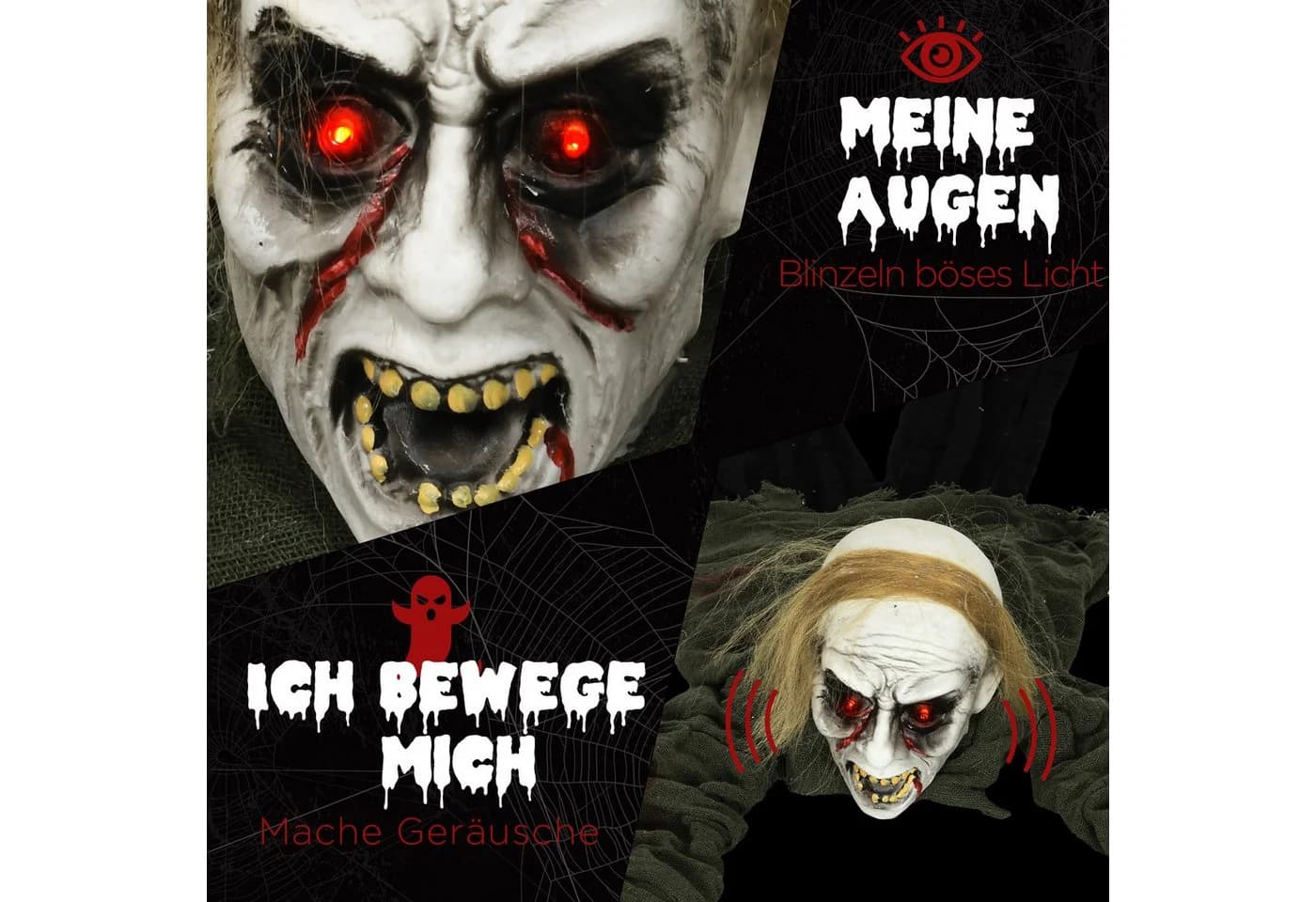 HOMCOM Halloween Dekofigur Zombie mit leuchtenden Augen und Sound - Bild 5