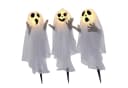 HOMCOM 3er-Set Halloween-Geister Dekofiguren mit LED-Beleuchtung Weiß Bild 1