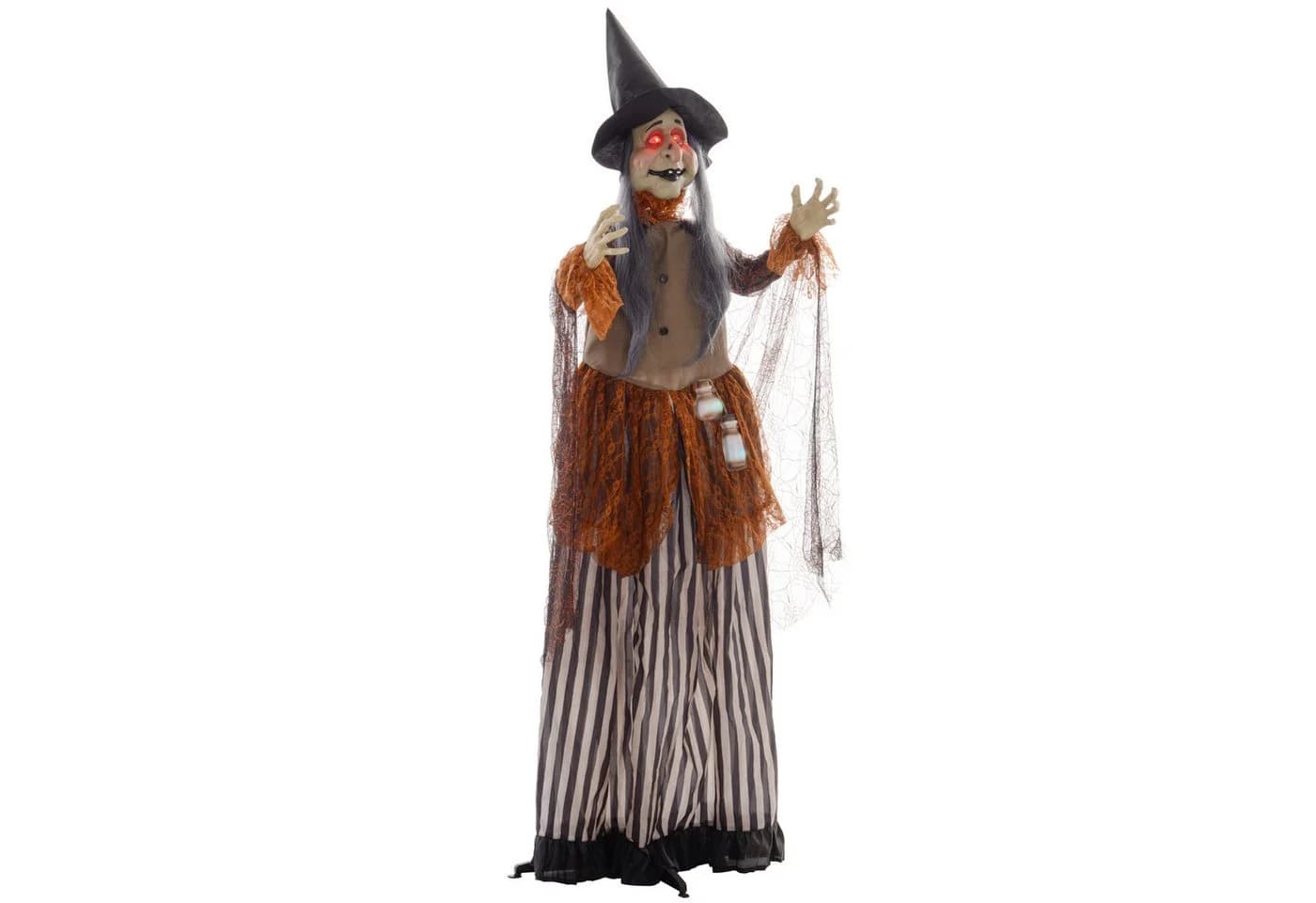 HOMCOM 183cm Animierte Halloween-Hexe mit LED-Licht & Sound