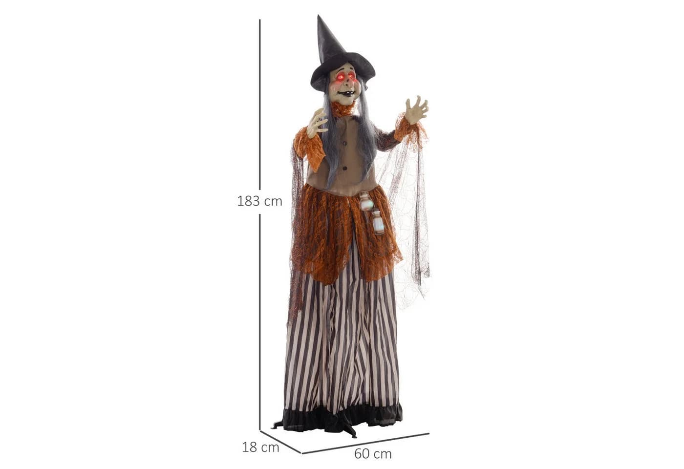 HOMCOM 183cm Animierte Halloween-Hexe mit LED-Licht & Sound - Bild 3