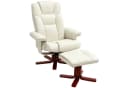 HOMCOM Relaxsessel mit Hocker Kunstleder Cremeweiß Bild 1