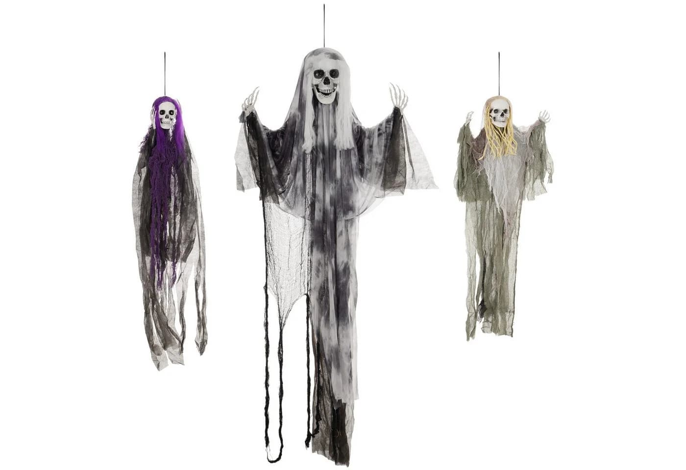 HOMCOM Dekofigur 3er-Set Halloween Skelett-Geister verstellbar