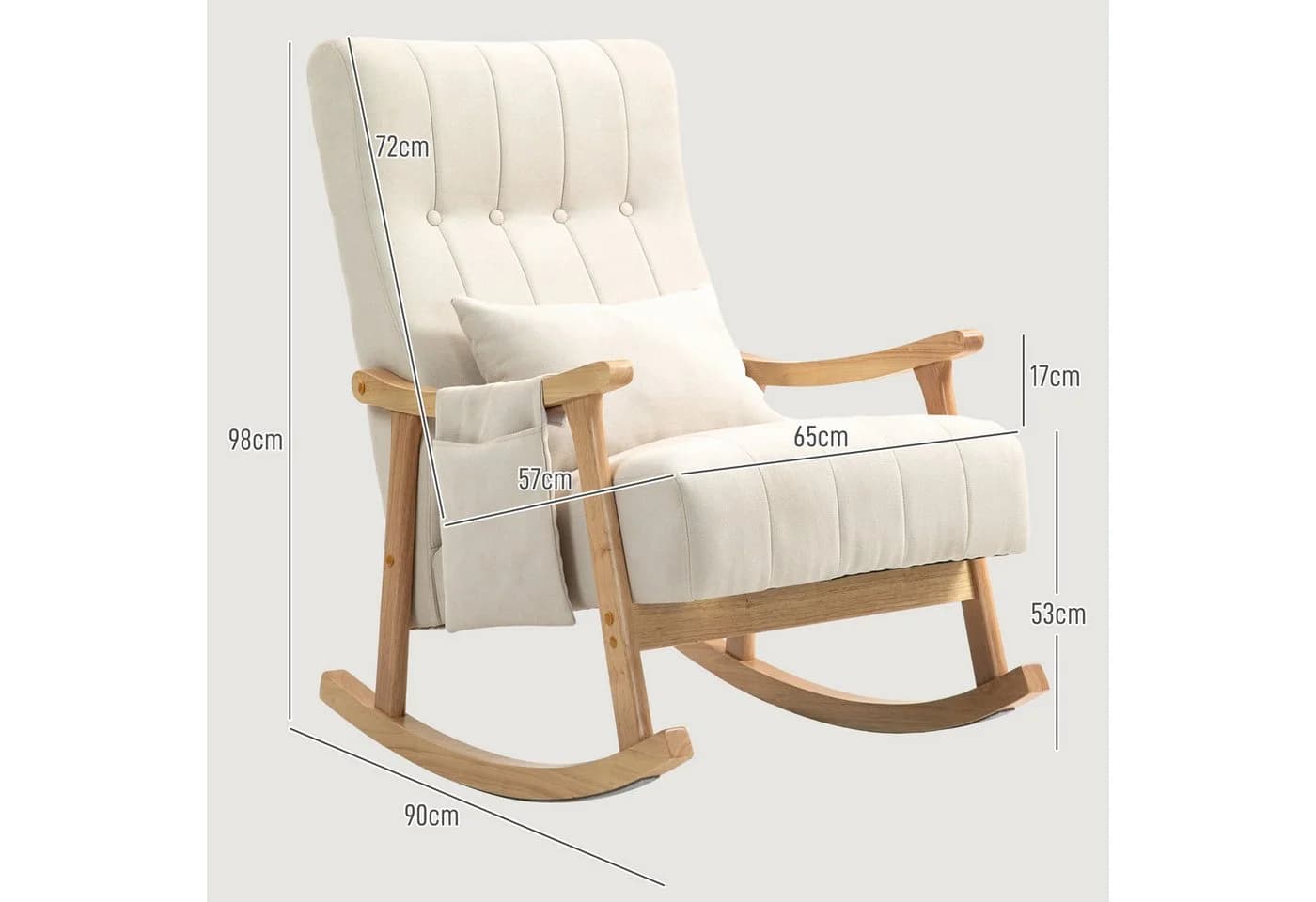 HOMCOM Schaukelstuhl Beige Gepolstert mit Lendenkissen - Bild 3