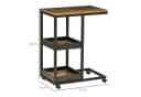 HOMCOM Beistelltisch Sofatisch mit Rollen, Ablage, Dunkelbraun Bild 3