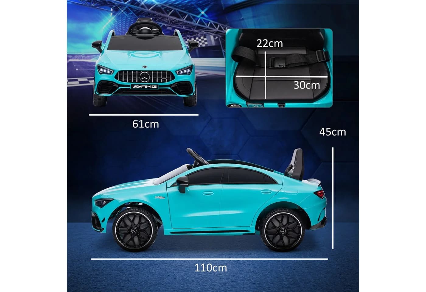 AIYAPLAY Elektro-Kinderauto Mercedes-Benz AMG CLA 45 Hellblau mit Fernbedienung - Bild 3