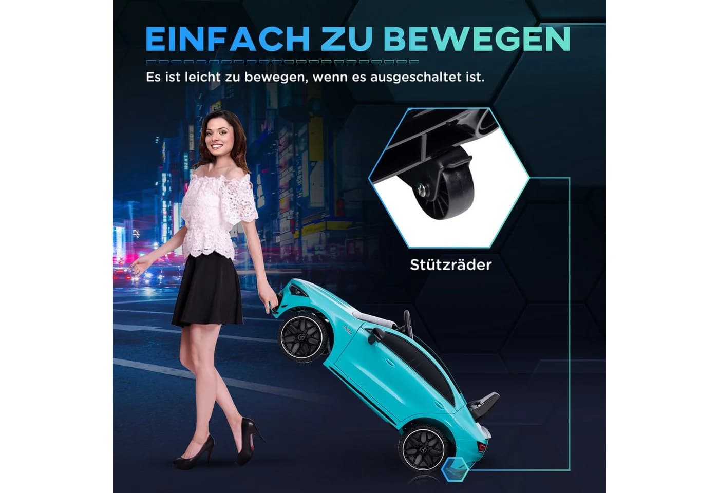 AIYAPLAY Elektro-Kinderauto Mercedes-Benz AMG CLA 45 Hellblau mit Fernbedienung - Bild 5